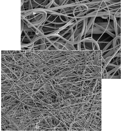 ACCUGAF melt-blown fiber layers under magnification